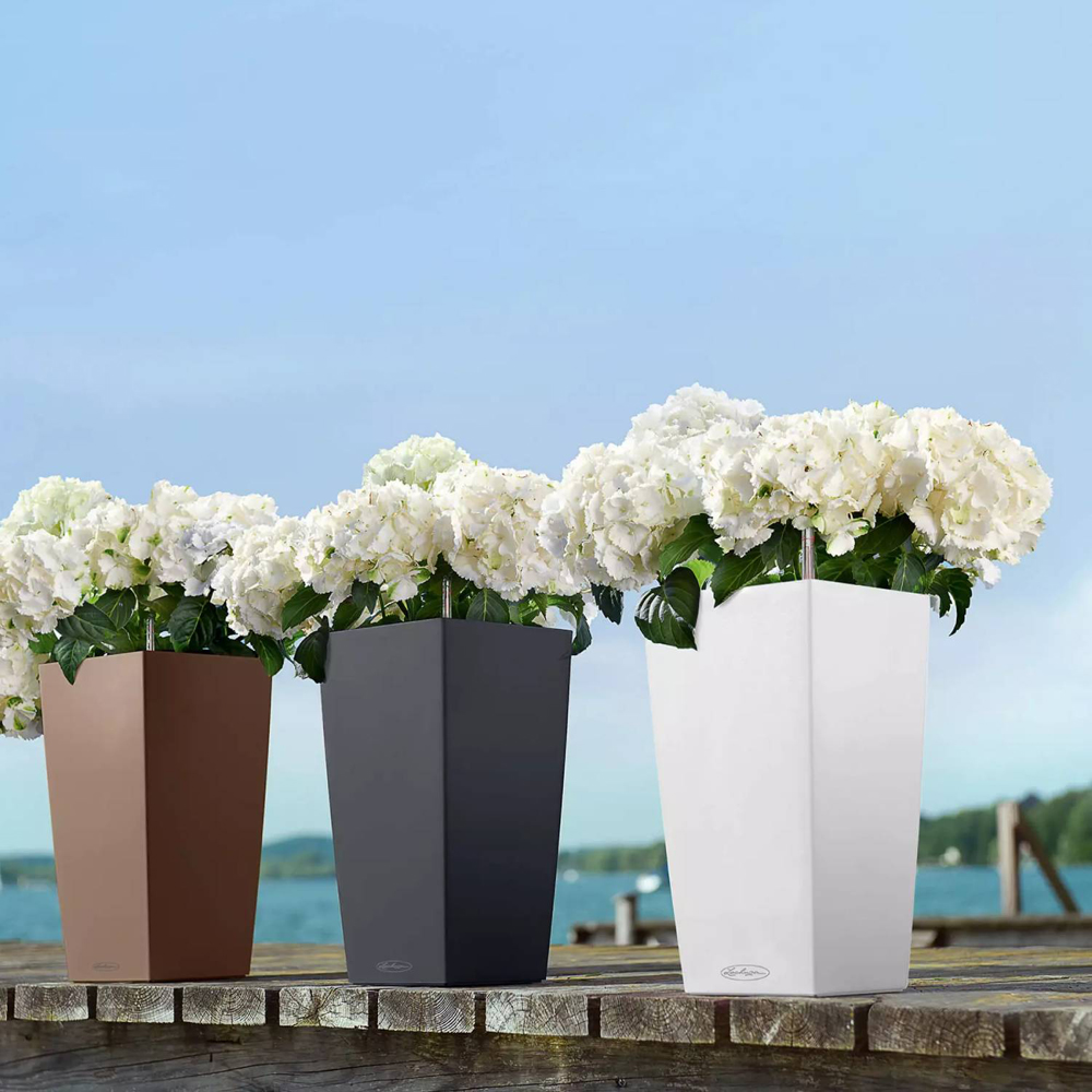 Lechuza Cubico Slate Poly-Resin Self-Watering Planter 41cm 2 Pack Image 2