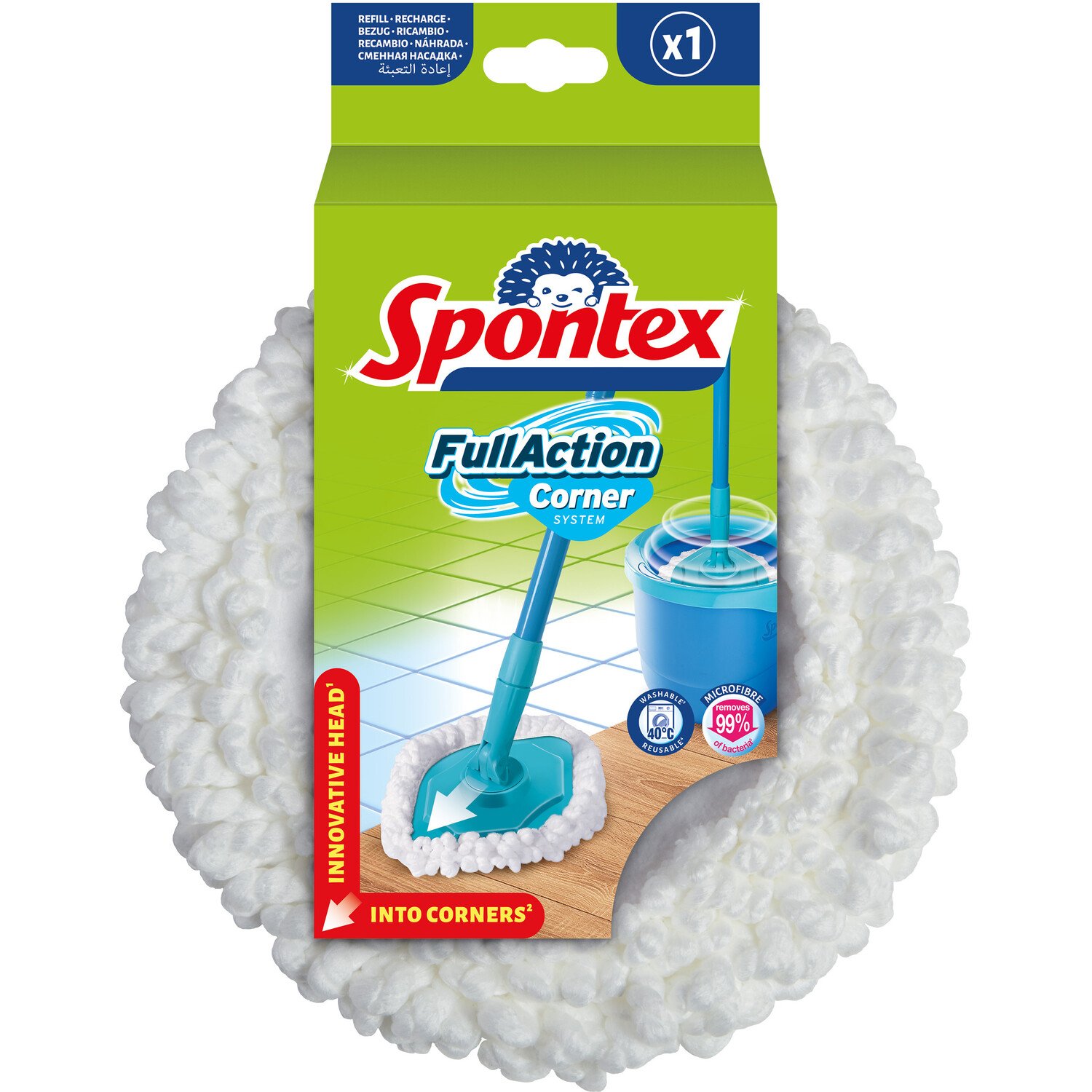 Spontex Full Action Spin Mop Head Refill - White Image 1