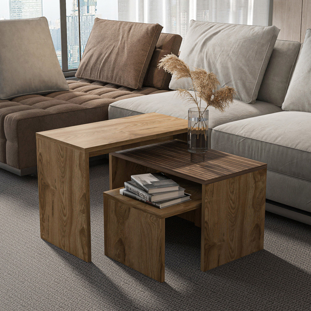 Decorotika Ephesus Black Marble Effect Nest of Tables Set of 3 Image 6