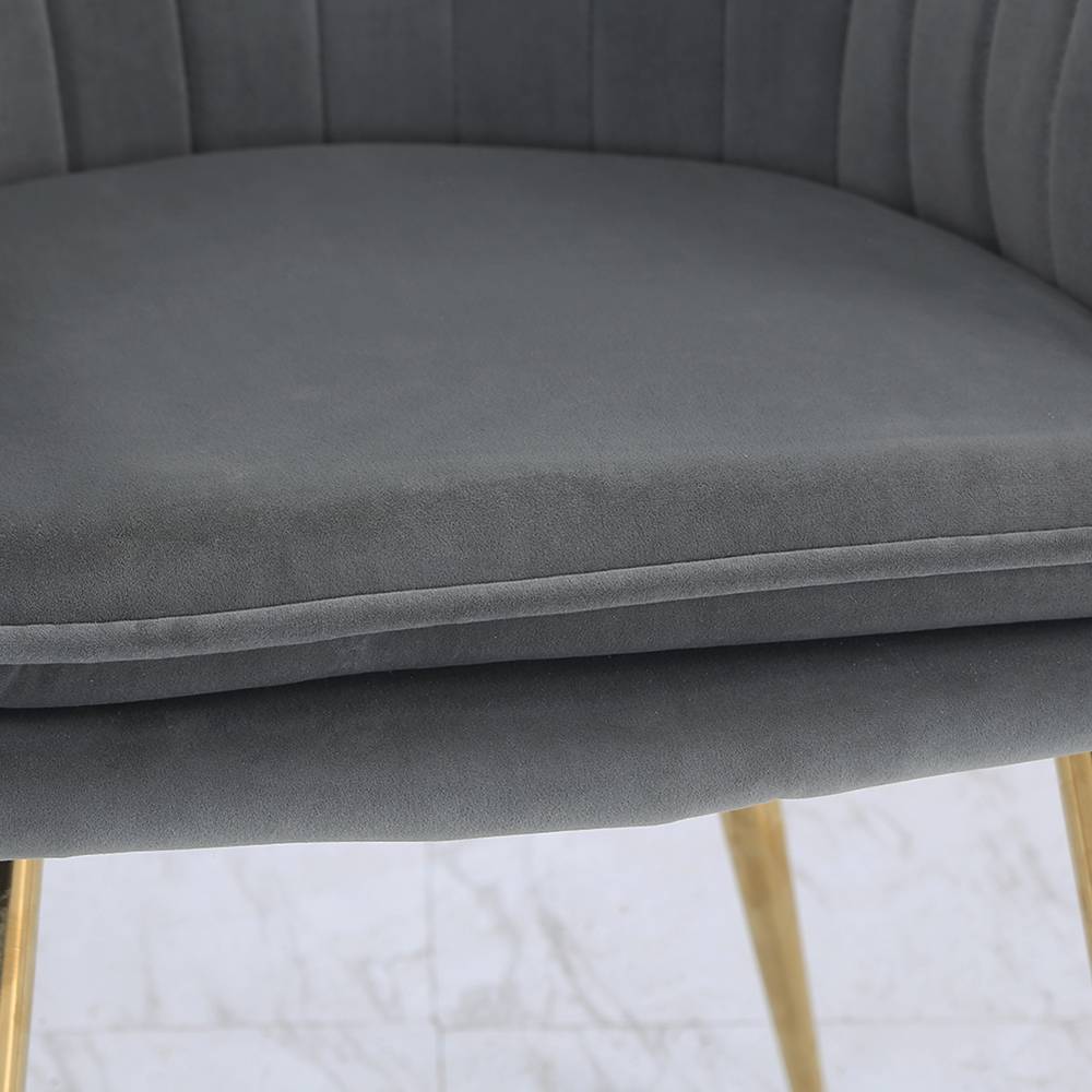 Living and Home Set of 2 Grey Modern Velvet Upholstered Dining Chair Image 7