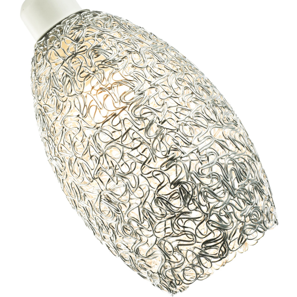 Happy Homewares Industrial Twisted Wire Mesh Metal Shiny Silver Pendant Shade Image 6