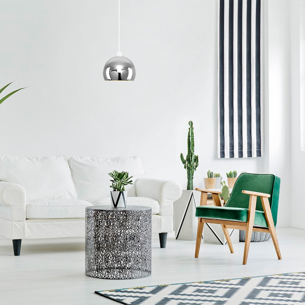 ValueLights Chrome Arco Mini Metal Pendant Light Shade Image 6