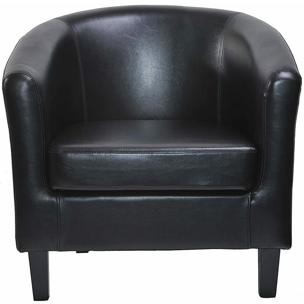 wilko Black Faux Leather Tub Arm Chair Image 3