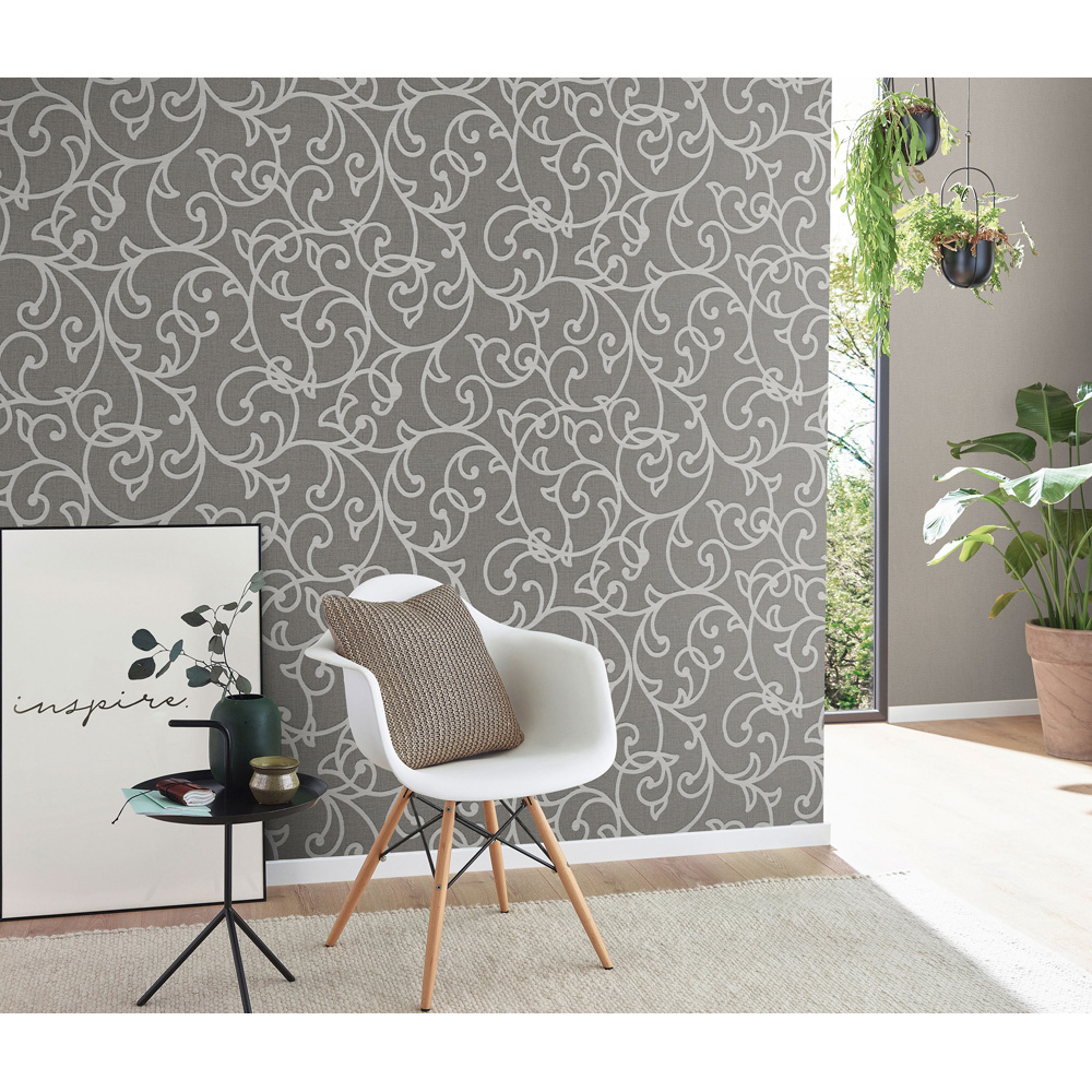 Erismann Forte Scroll Deep Grey Wallpaper Image 3