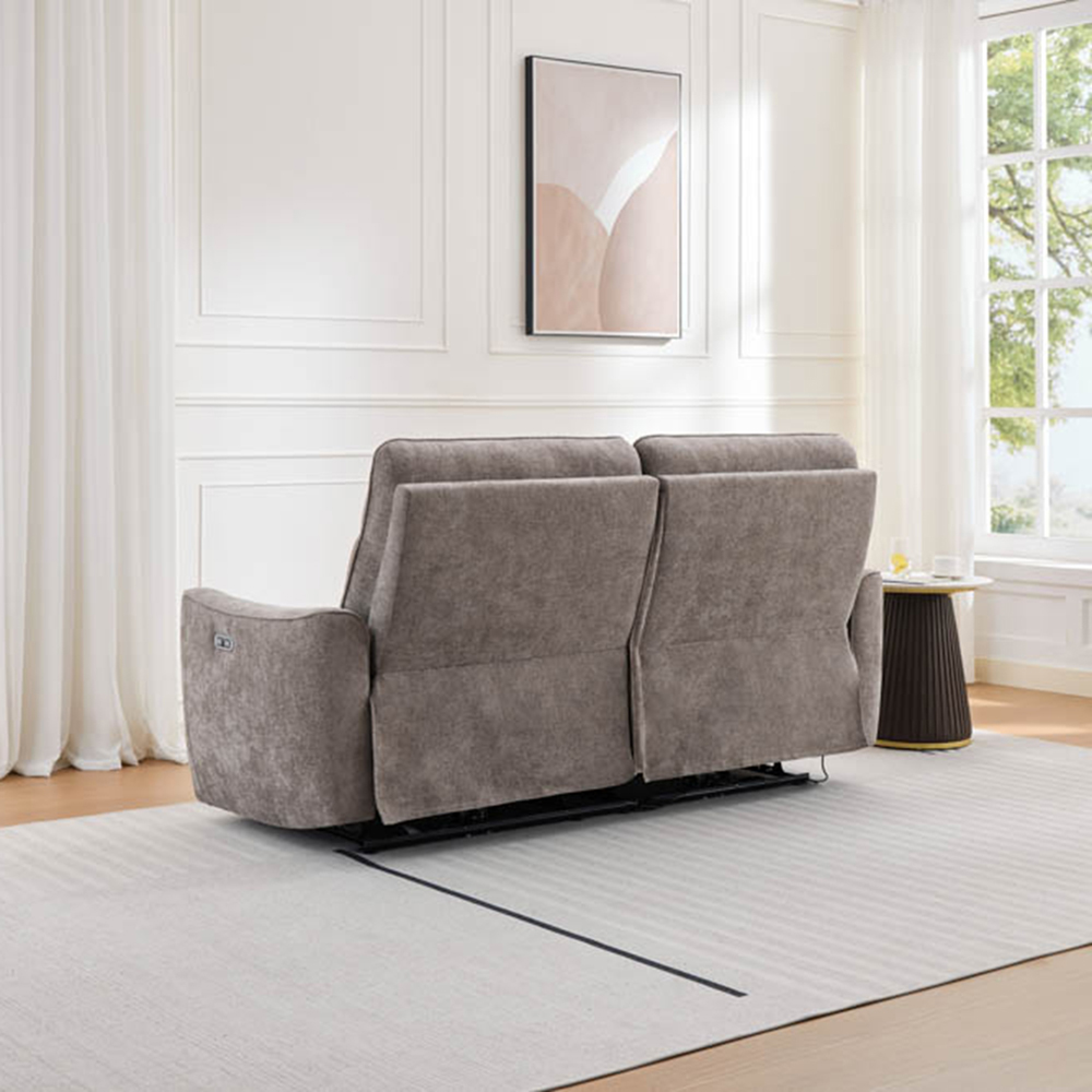 Midtown 3 Seater Stone Fabric Recliner Sofa Image 5