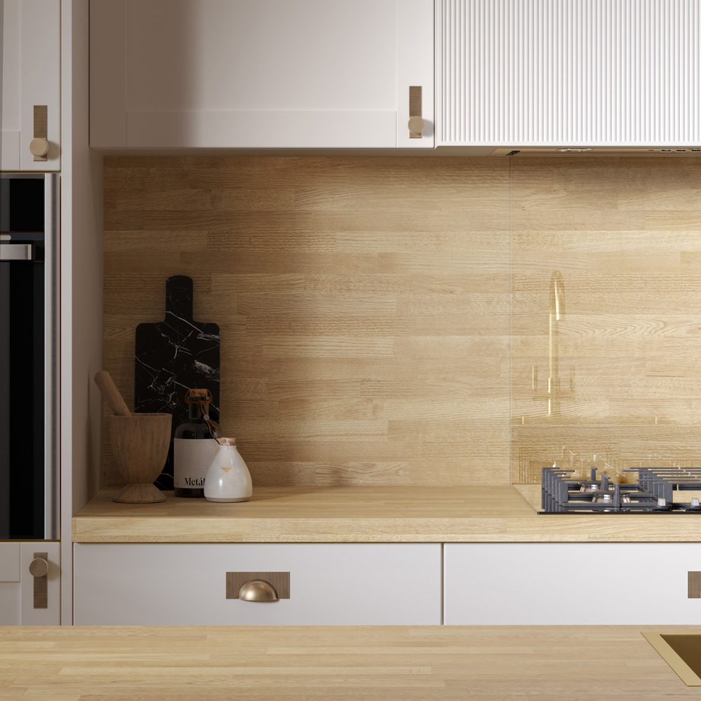 Omega Modern Natural Block Oak Square Edge Breakfast Bar 4100 x 900 x 38mm Image 4