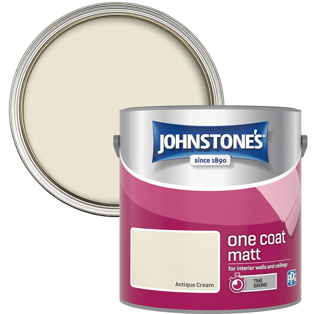Johnstones One Coat Matt Paint - Antique Cream Image 1