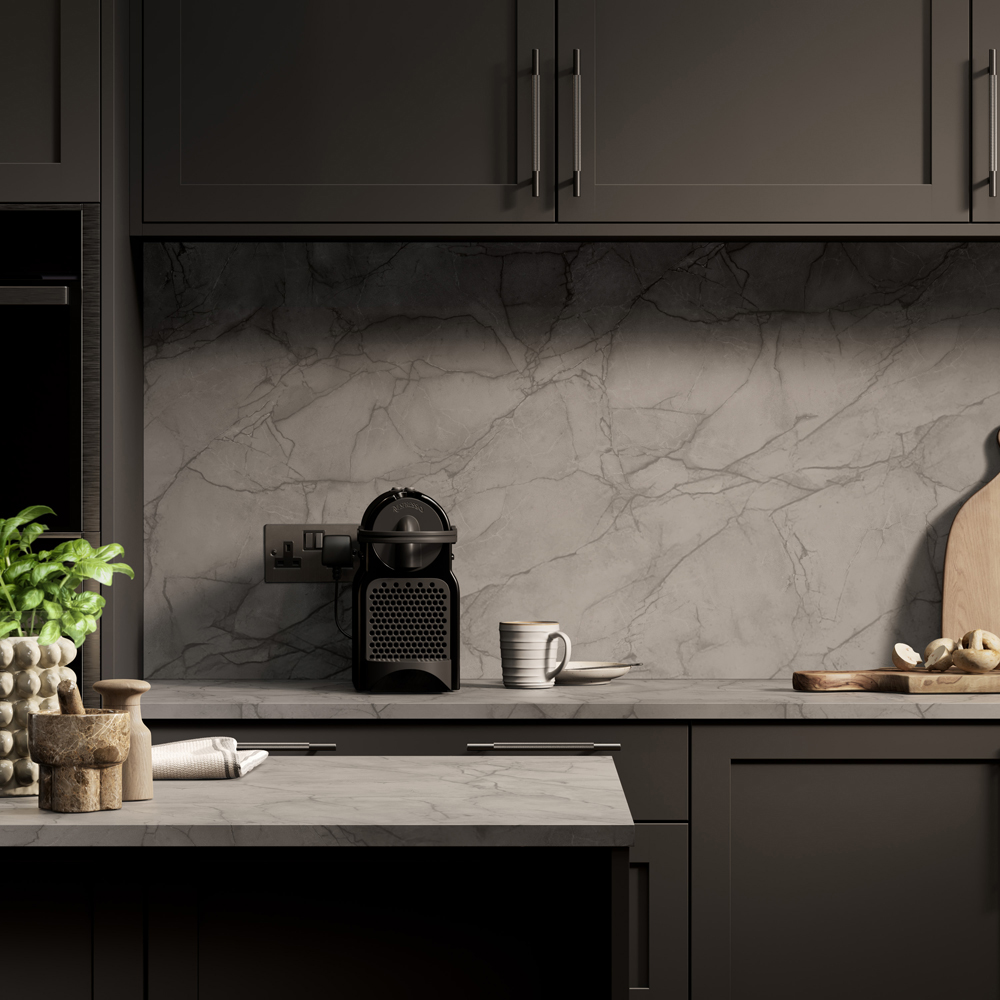 Omega Sleek Emperador Marble Effect Square Edge Breakfast Bar 3000 x 900 x 22mm Image 6