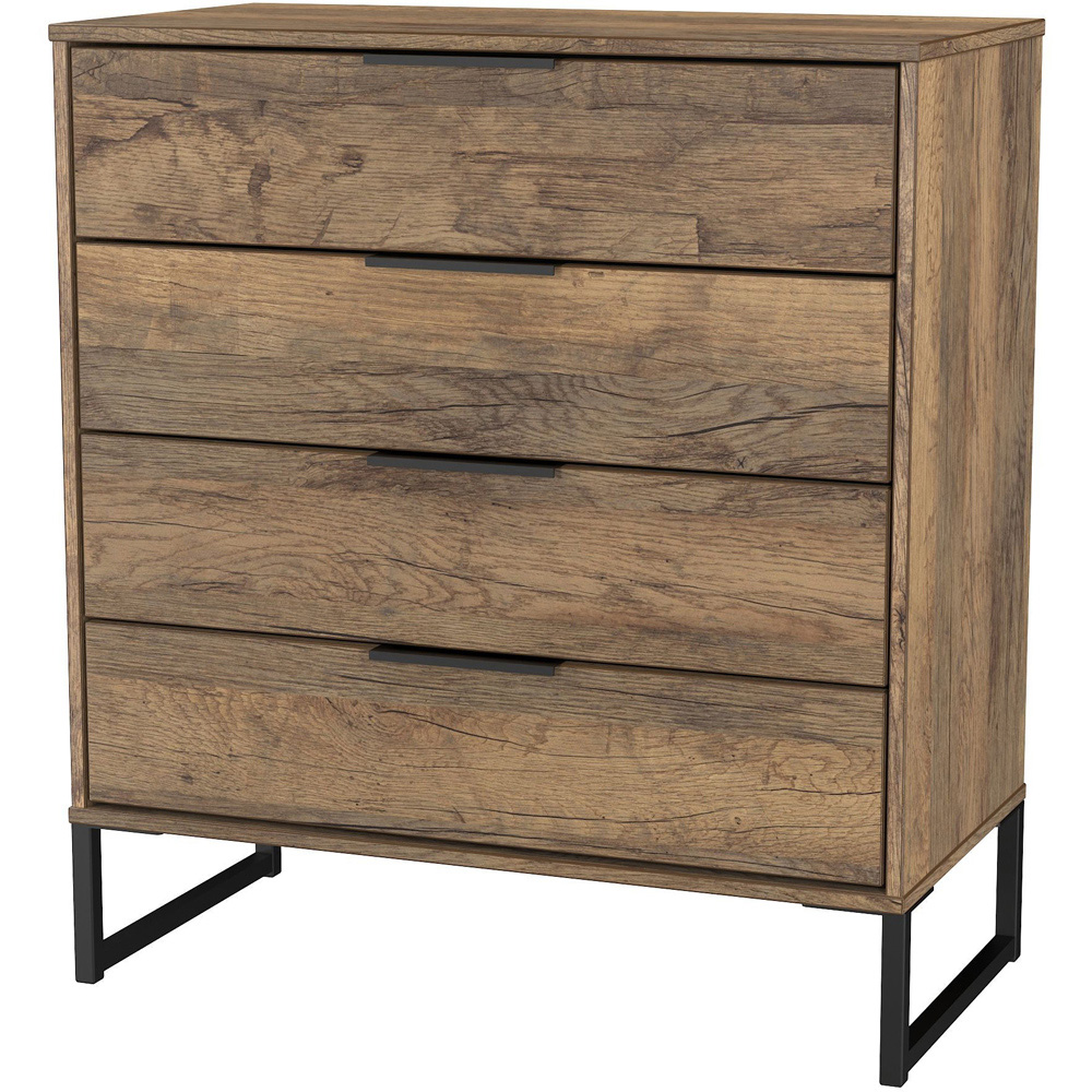 Crowndale Hong Kong 4 Drawer Vintage Oak Chest of Drawers Ready Assembled Image 2