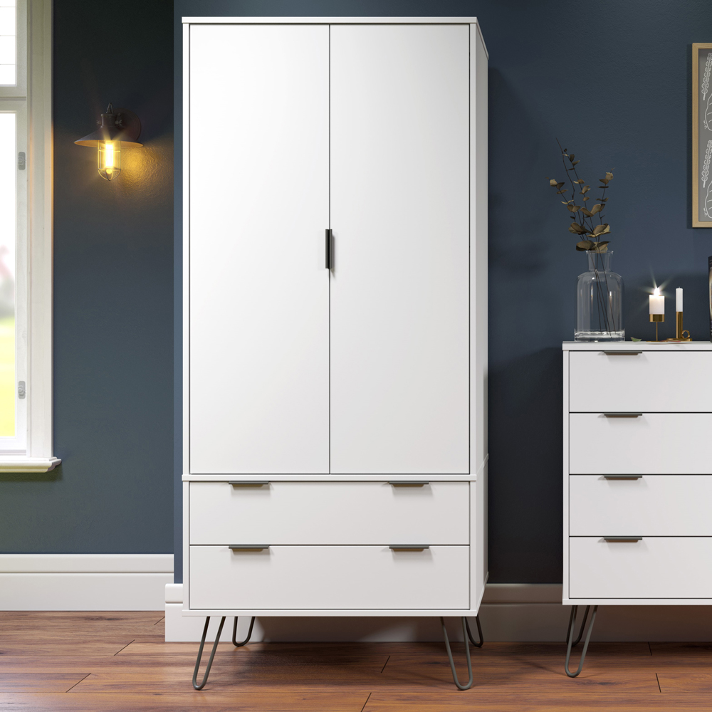 Core Products Augusta 2 Door 2 Drawer White Wardrobe Image 7