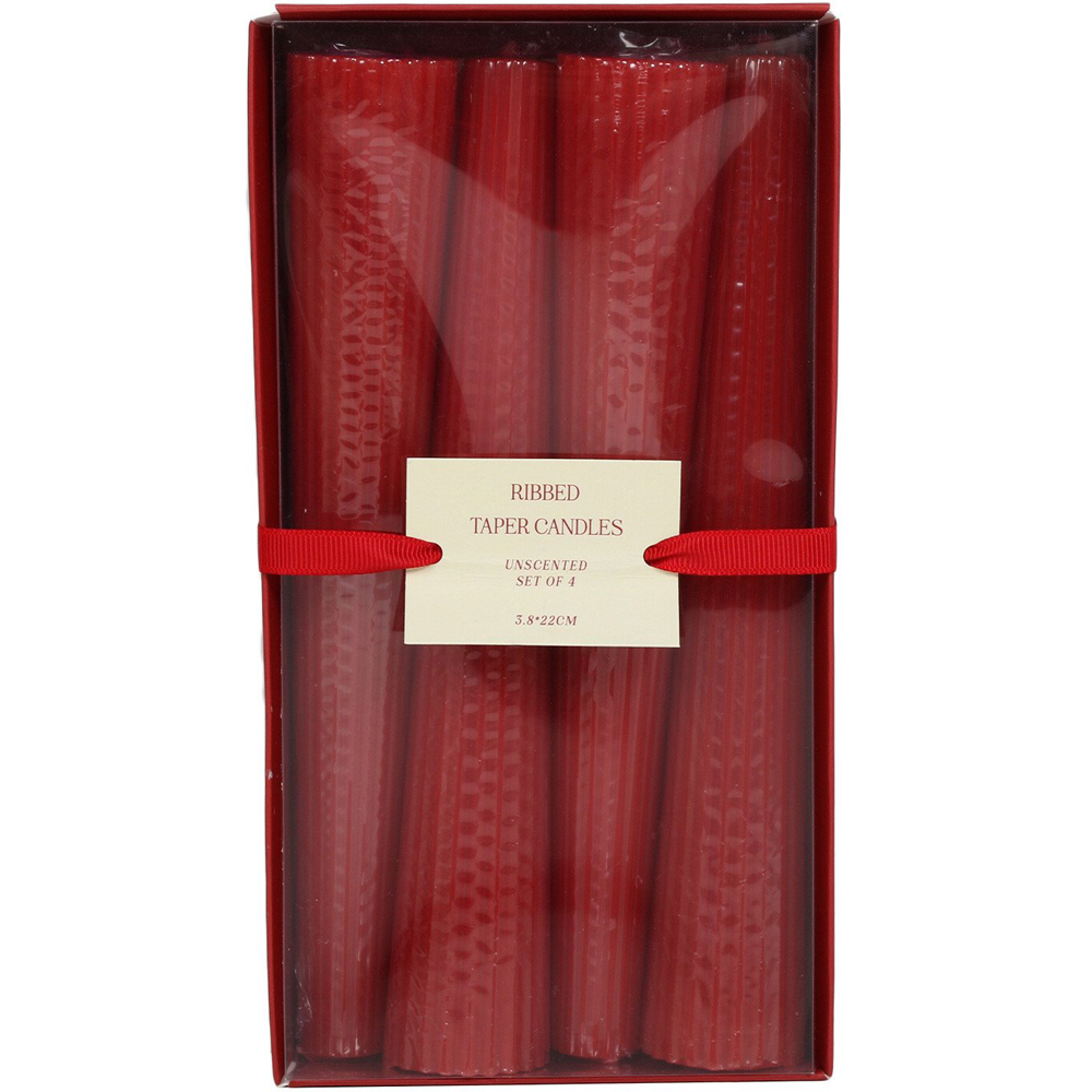 Pack of 4 Nordic Ribbed Taper Candles Image 2