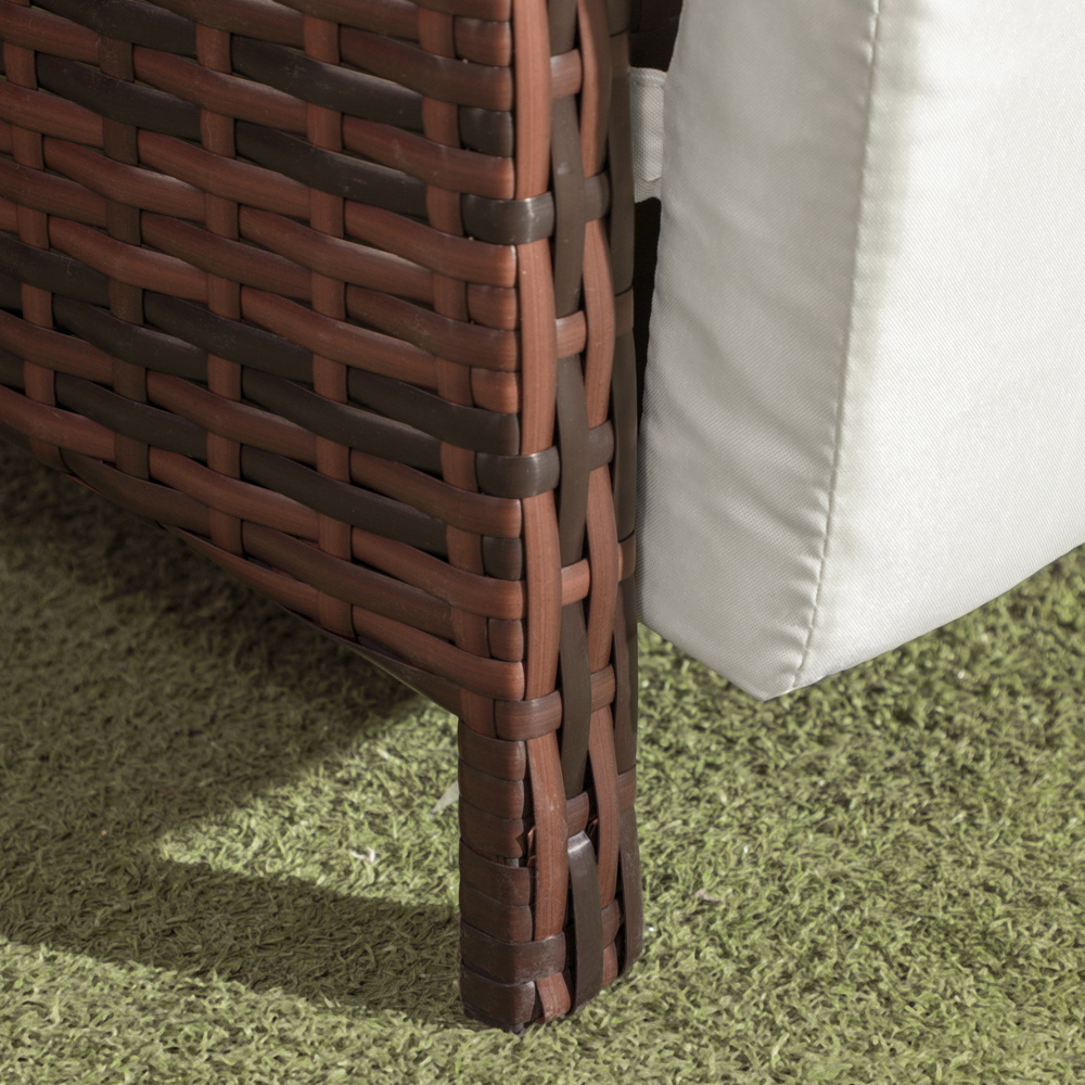 Outsunny 2 Seater White and Brown PE Rattan Recliner Bistro Set Image 3