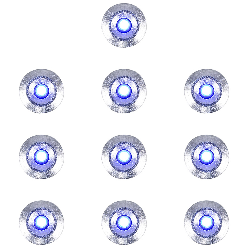 ValueLights 10 Pack Silver Round Blue LED Decking Kitchen Plinth Light Image 1