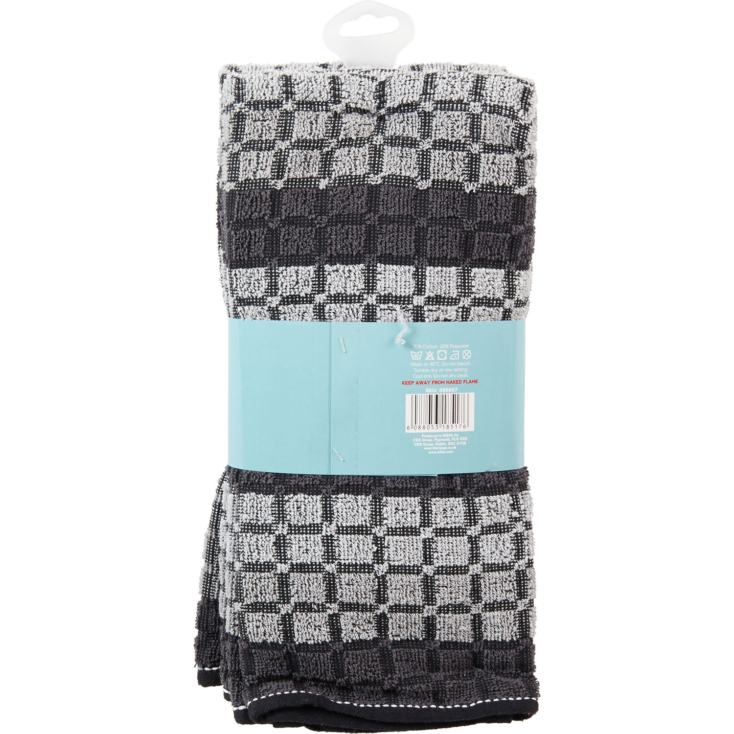 Pack of 3 Squares Tea Towels - Grey Image 4