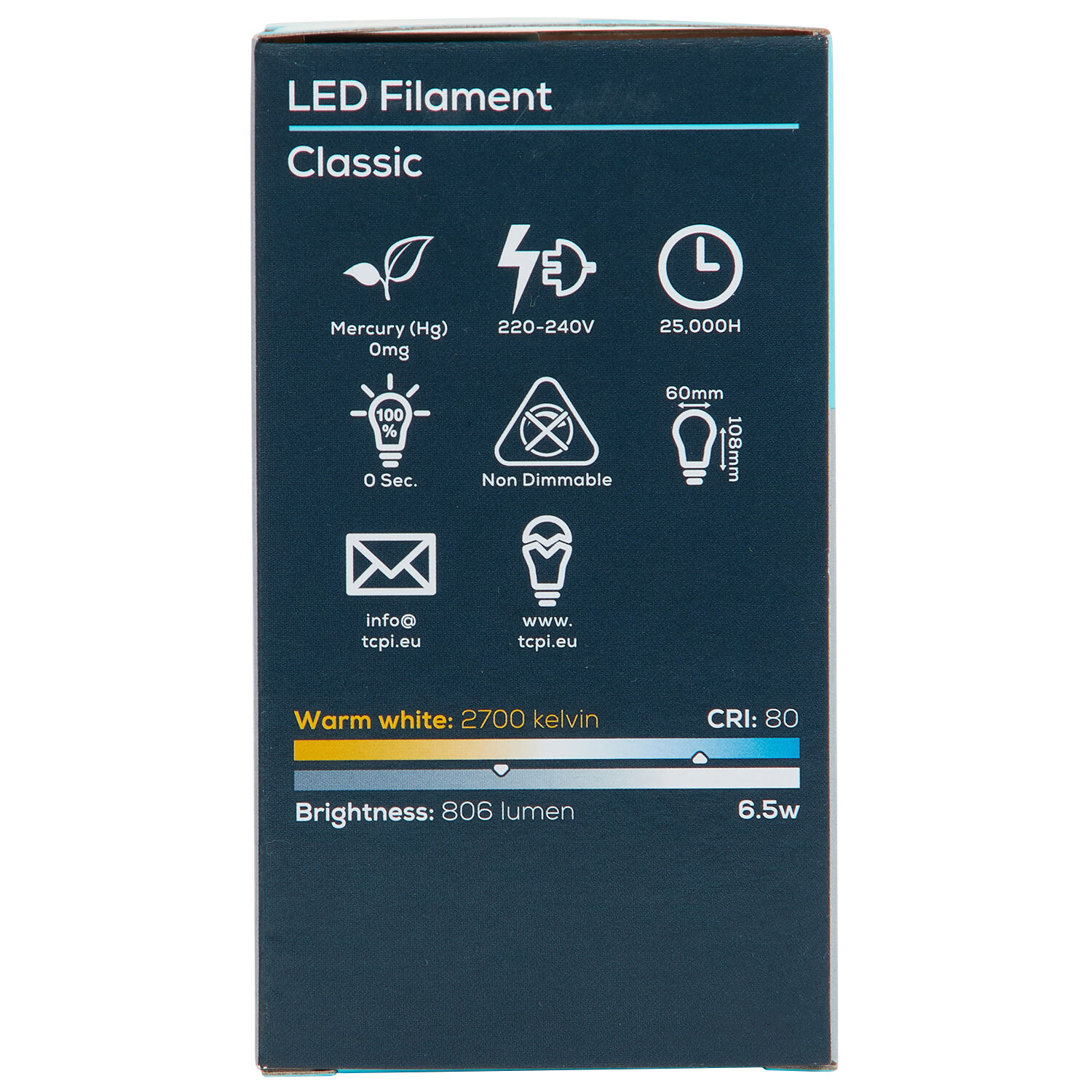 TCP FIL Classic 806L B22 Warm White Bulb - Warm White Image 3