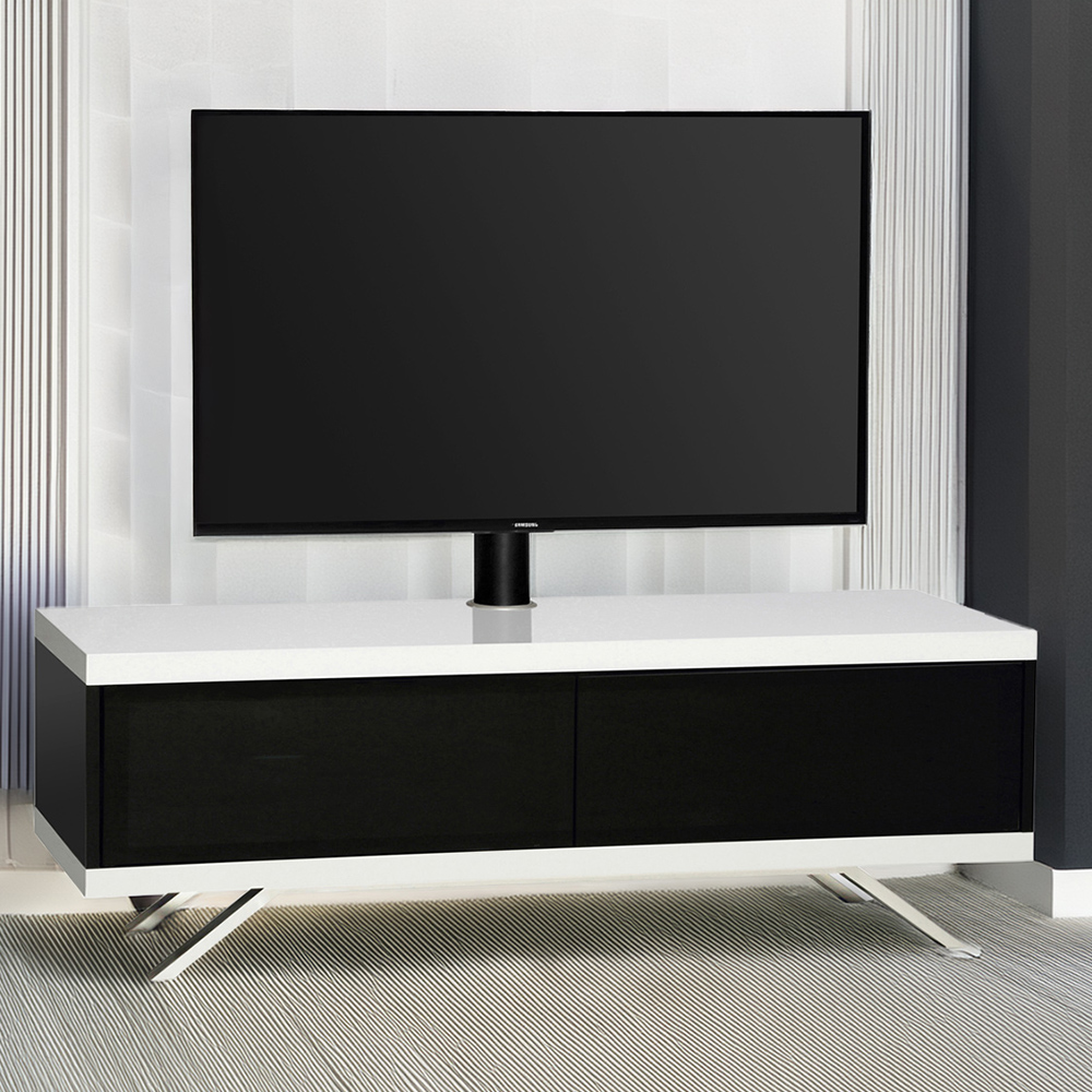 MDA Designs Tucana 1200 Hybrid 2 Door Black and White TV Cabinet Image 1