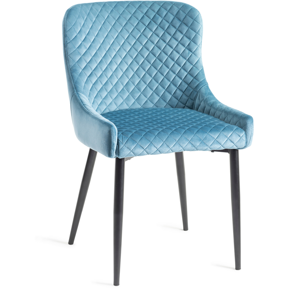 Bentley Designs Cezanne Set of 2 Petrol Blue Velvet Dining Chair Image 2