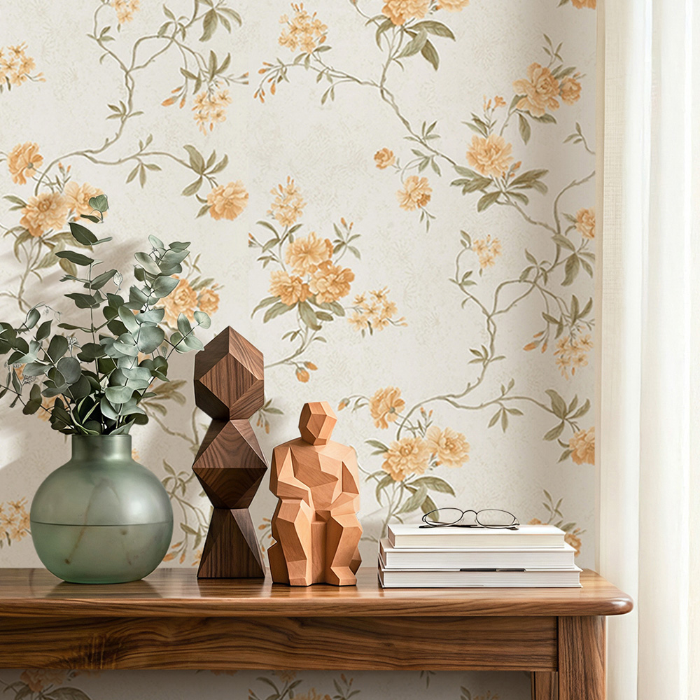 Living and Home Floral Pattern 3D Embossed Non-Pasted Non-Woven Wallpaper Image 2