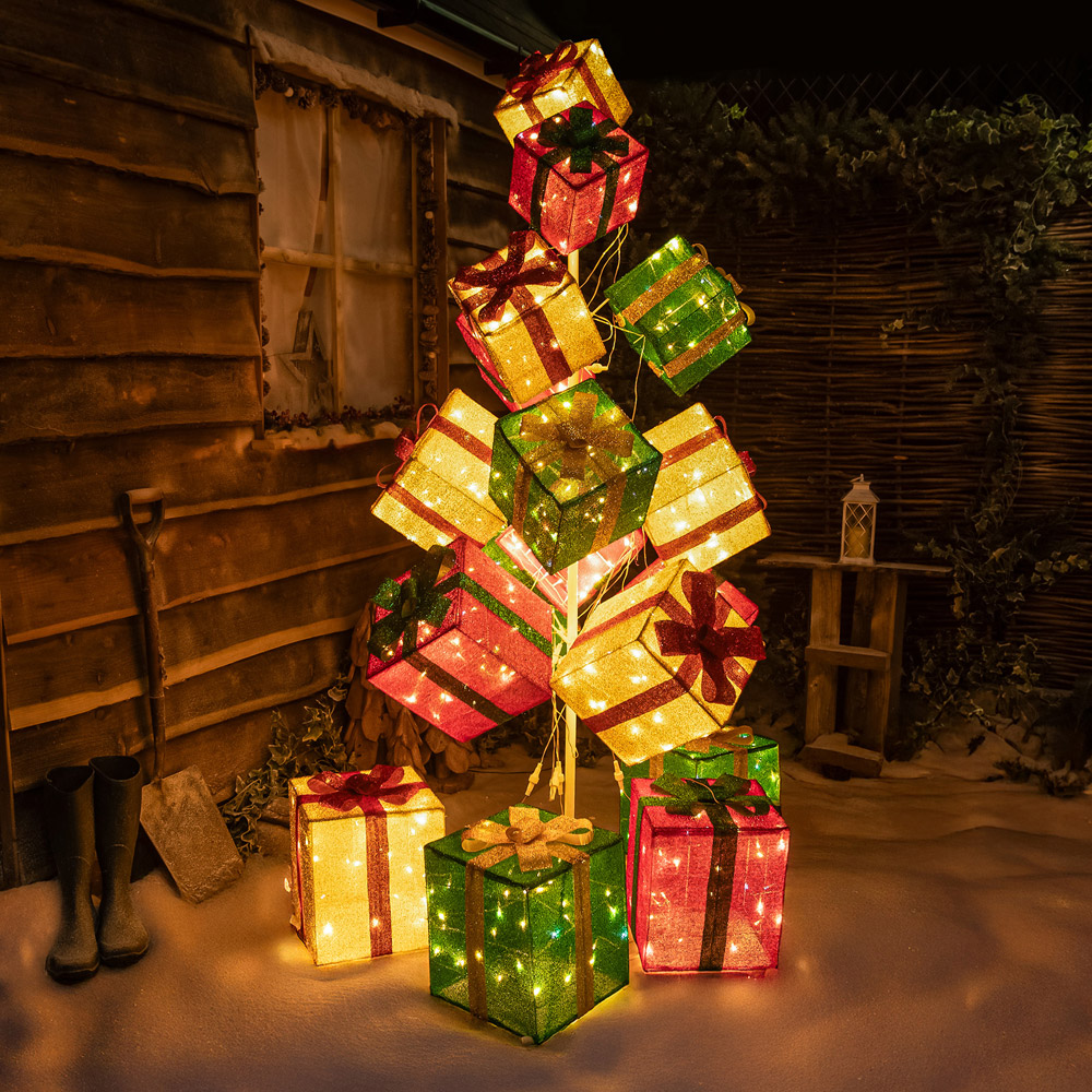 The Christmas Centre 544 White LED Pre-Lit Multicolour Light-Up Present Stack 6.2ft Image 7