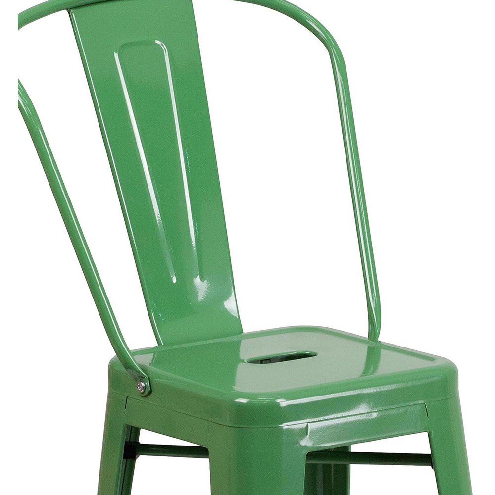 FWStyle Set of 4 24 inch Green Galvanised Steel Ready Assembled Bar Chairs Image 3
