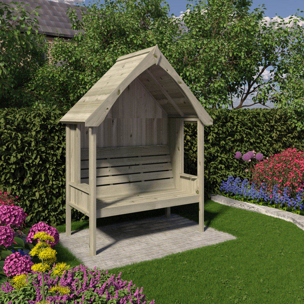 Shire Fern Nook 3 Seater 2.10 x 5.3ft Pressure Treated Pine Garden Arbour Image 5