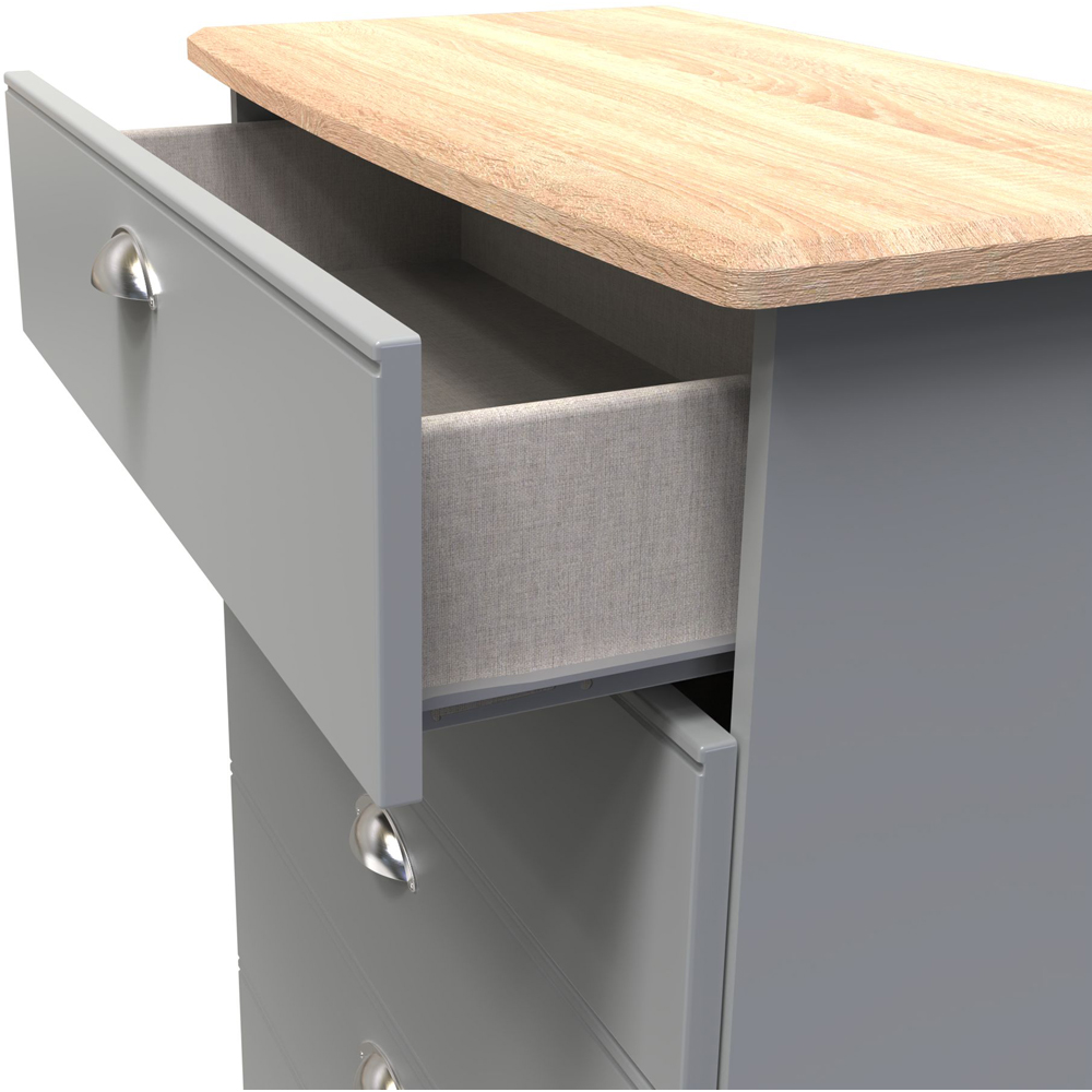 Crowndale Victoria 5 Drawer Dusk Grey and Oak Chest of Drawer Image 5