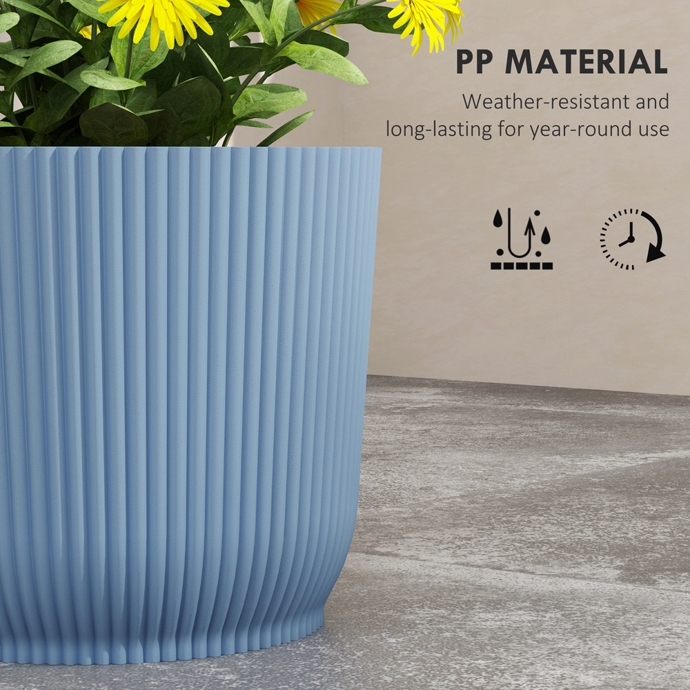 Outsunny Blue Round Outdoor Plant Pot 22cm 3 Pack Image 6