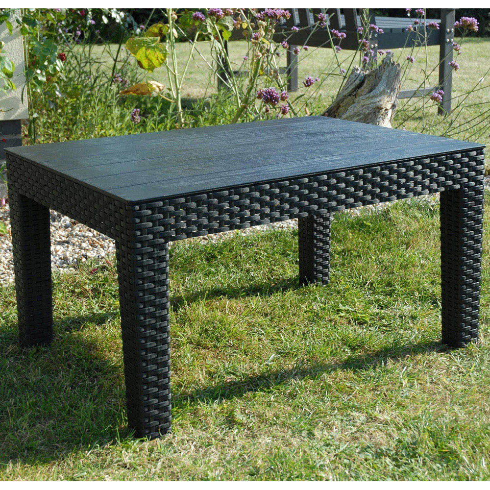 Garden Gear Black Rattan Effect Plastic Garden Side Table Image 3