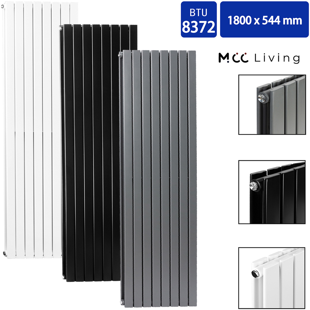 Anthracite 8372 BTU Double Flat Panel Vertical Column Radiator 1800 x 544mm Image 4