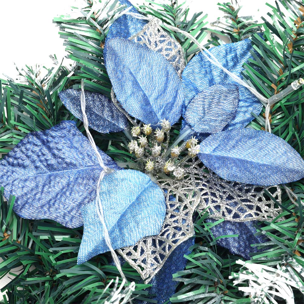 Living and Home Christmas Garland with Blue Flower and Berries 270cm Image 5