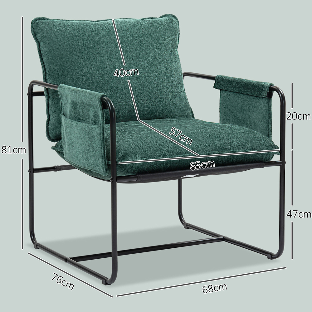 Portland Green Upholstered Reading Chair with Side Pockets Image 9
