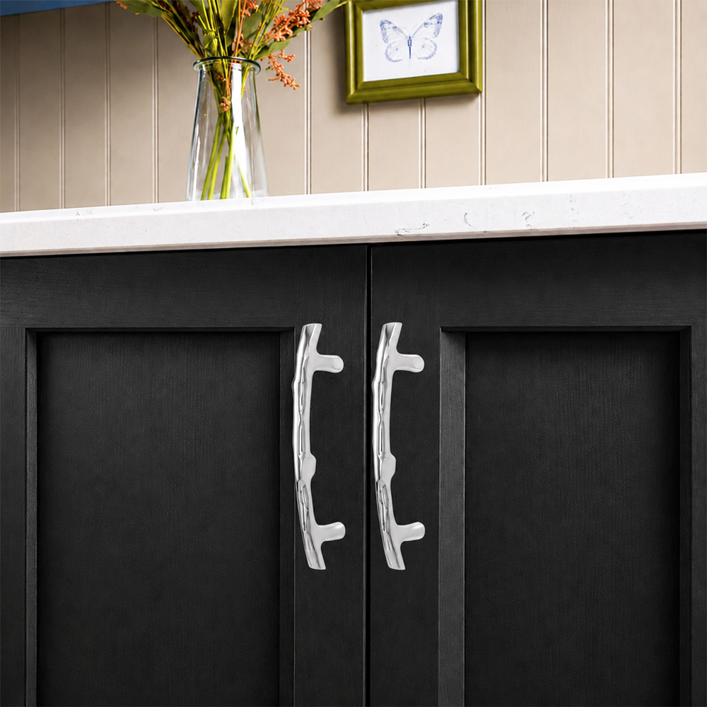 Spira Brass Bamboo Polished Chrome Cabinet Pull Handle 150mm Image 2