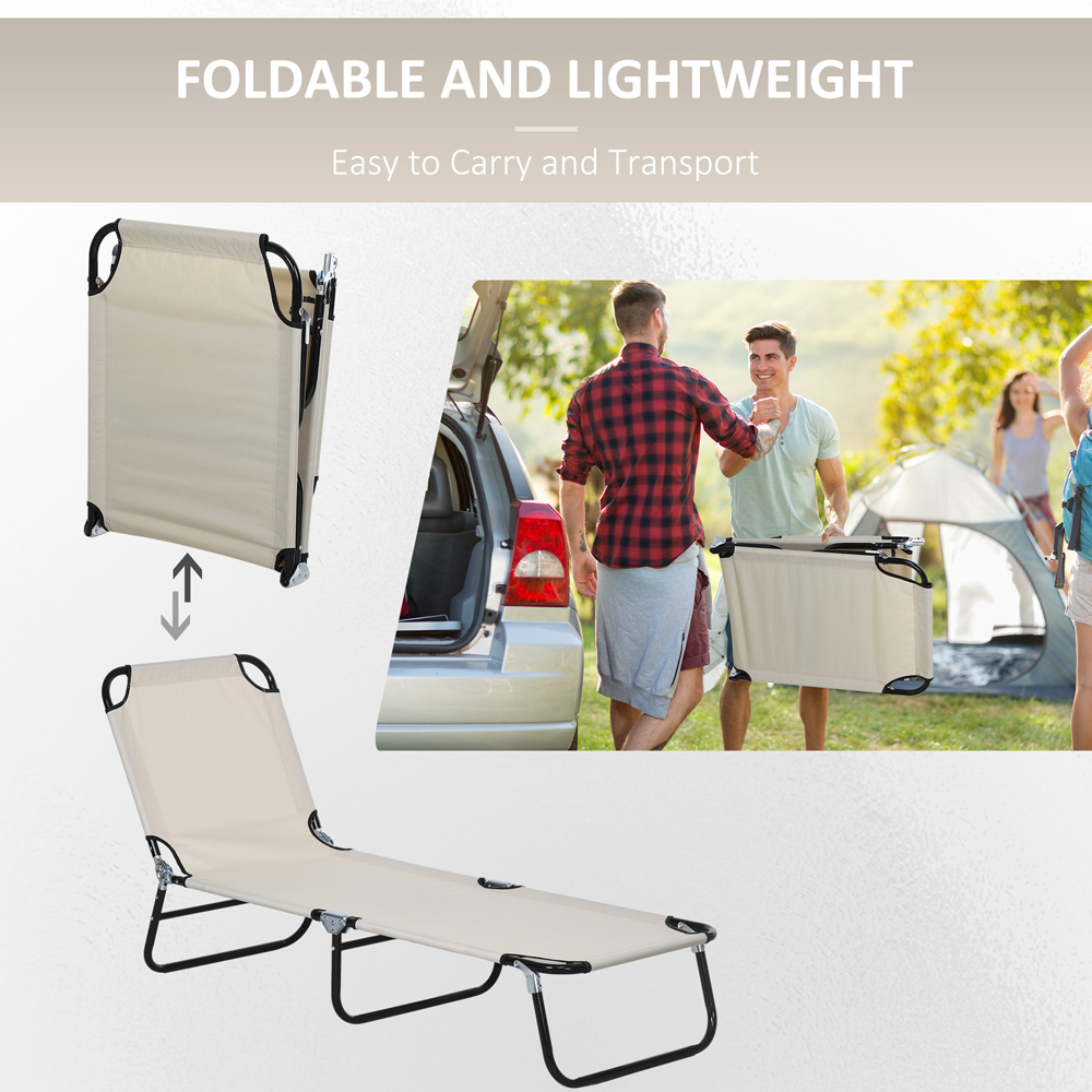 Outsunny Set of 2 Cream 5 Level Adjustable Sun Lounger Image 6
