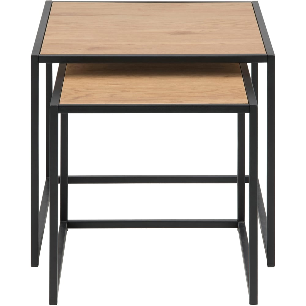Furniture To Go Seaford Black Metal Nest of Tables with Oak Top Image 3