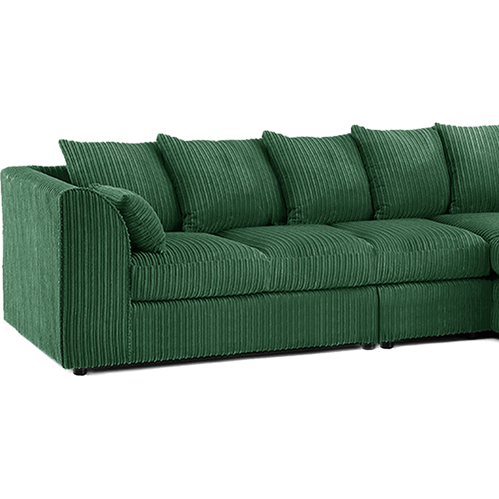 Luxor 4 Seater Green Jumbo Cord Right Hand Facing Scatter Back L Shaped Corner Sofa Set Image 4