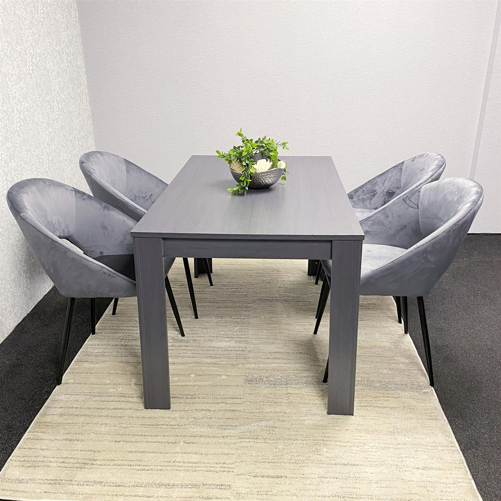 Kosy Koala Arrow Bex 4 Seater Dining Set Dark Grey and Grey Velvet Image 4