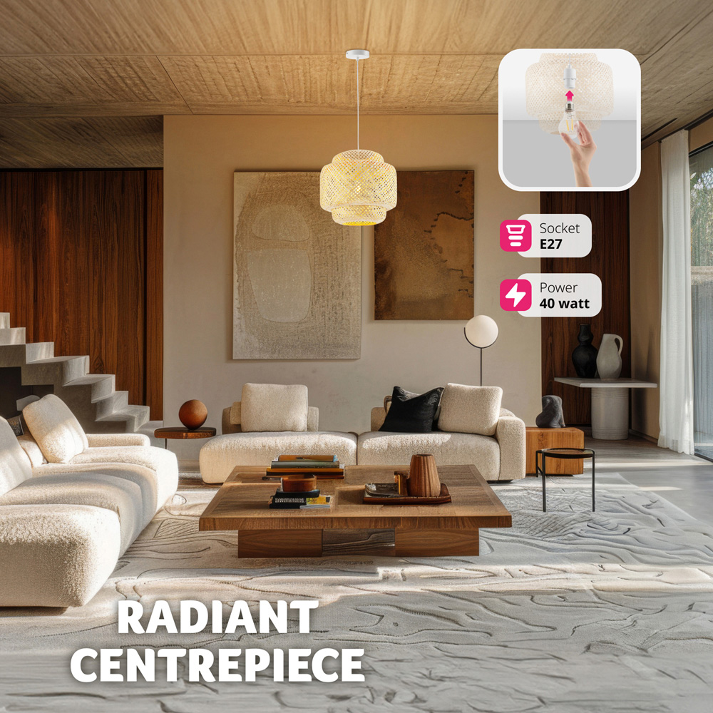 tectake Lignea Lux Bamboo Ceiling Light Image 3
