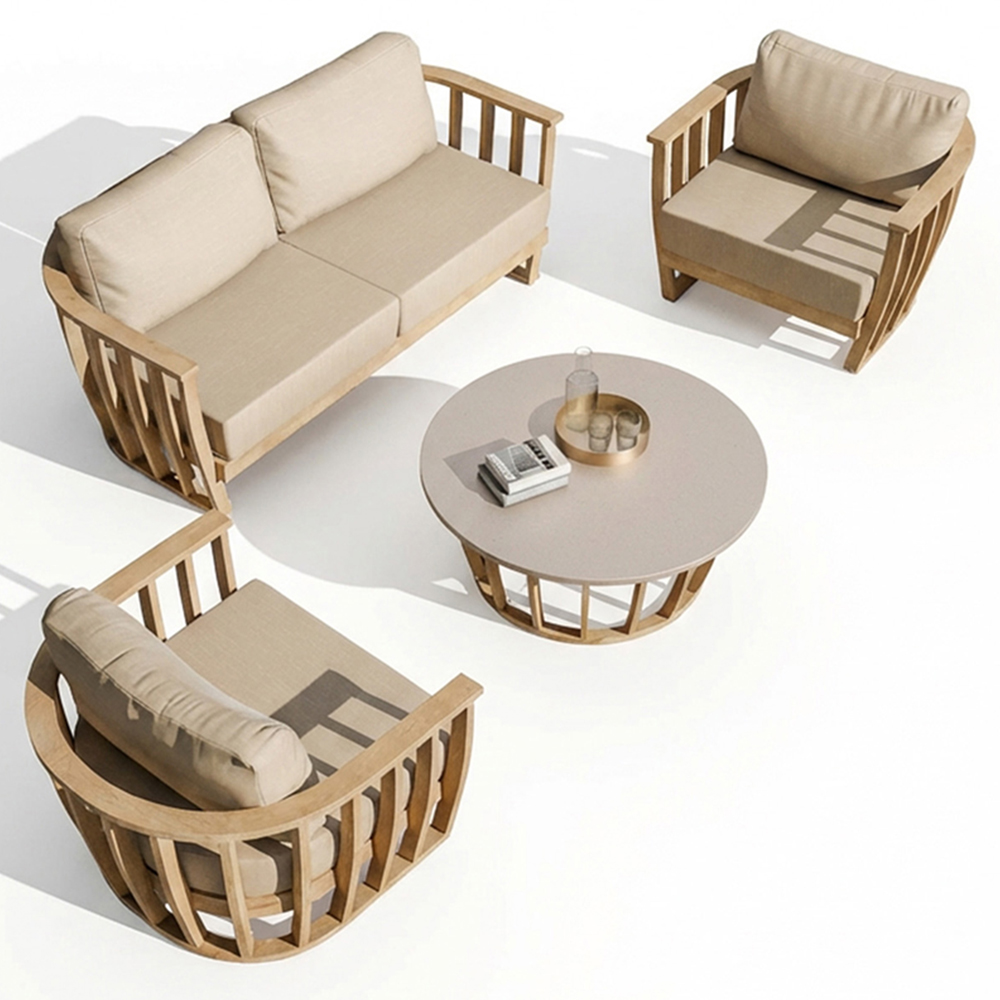 Royalcraft Lucca 5 Seater Acacia Wood Outdoor Lounging Set Image 2