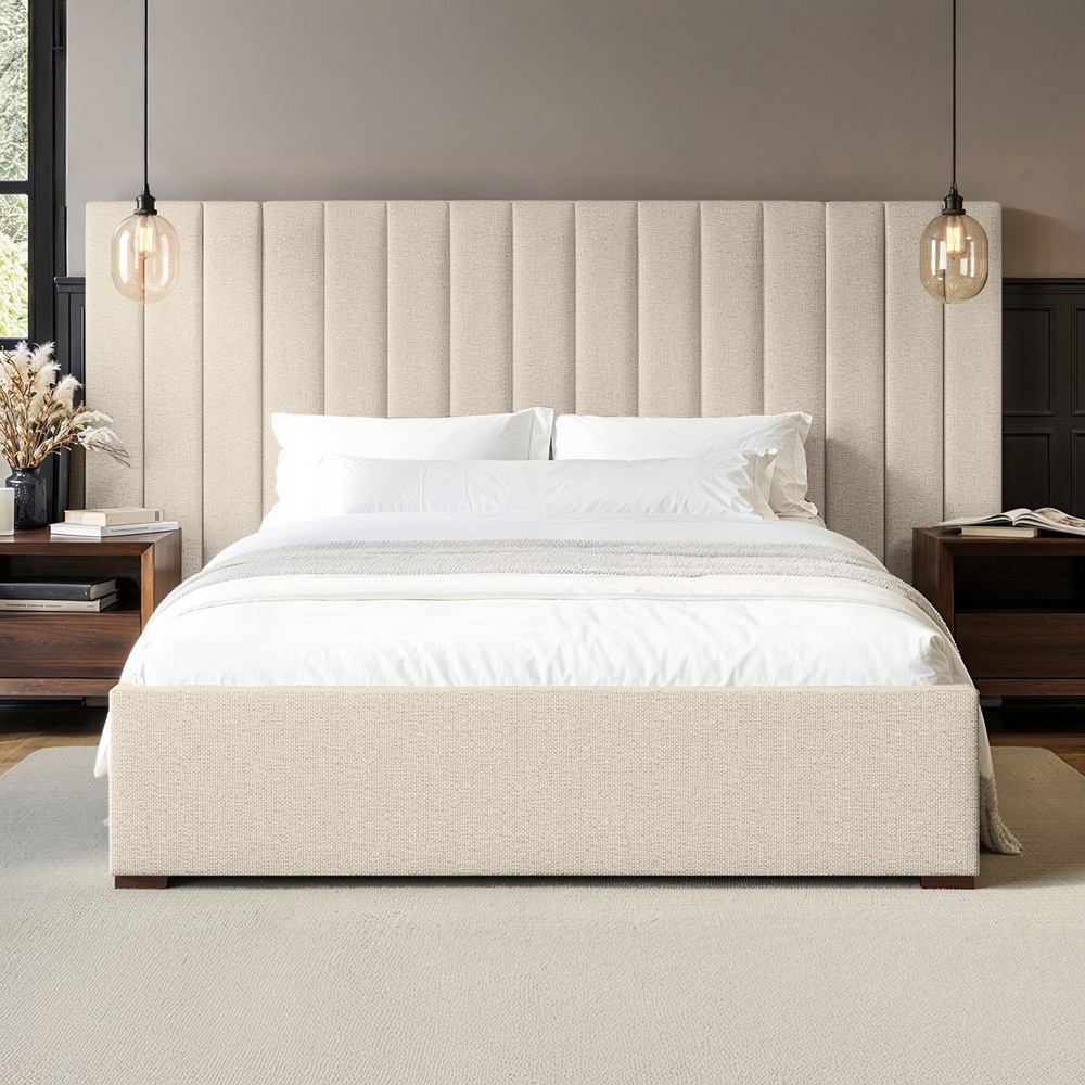 Flair Rosita King Size Cream Hotel Bed with Panelled Headboard Image 4