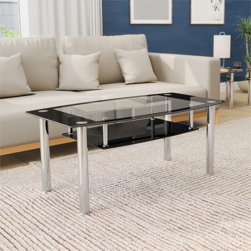 AVF Black Glass and Chrome Coffee Table Image 5
