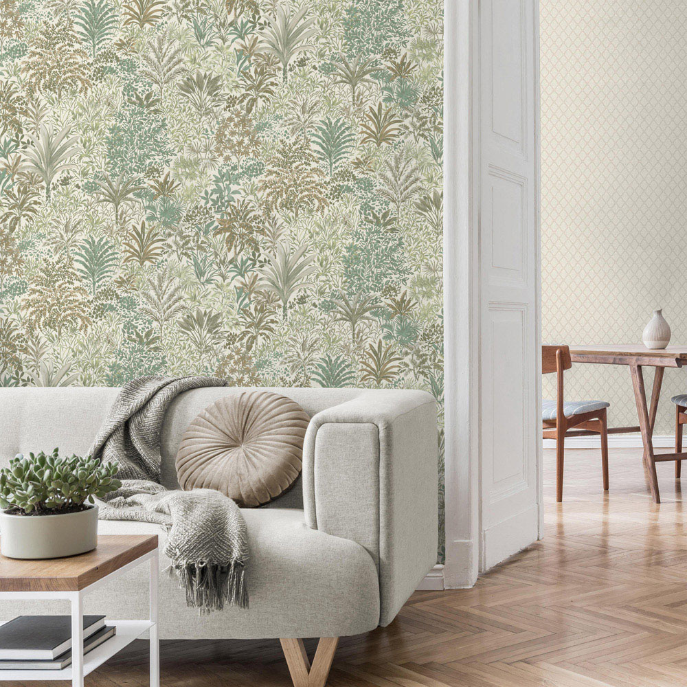 Vymura Capri Palm Landscape Green Vinyl Wallpaper Image 4