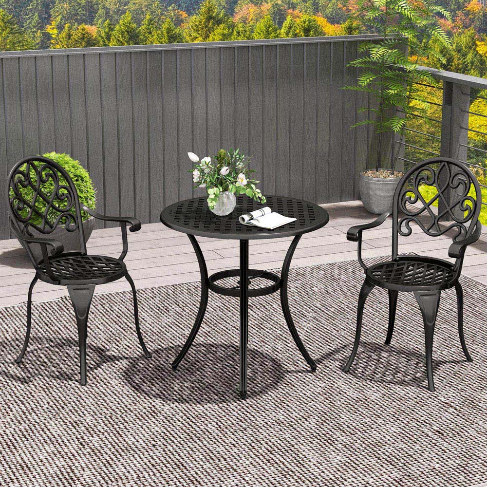 Outsunny 2 Seater Bistro Set Black Image 7