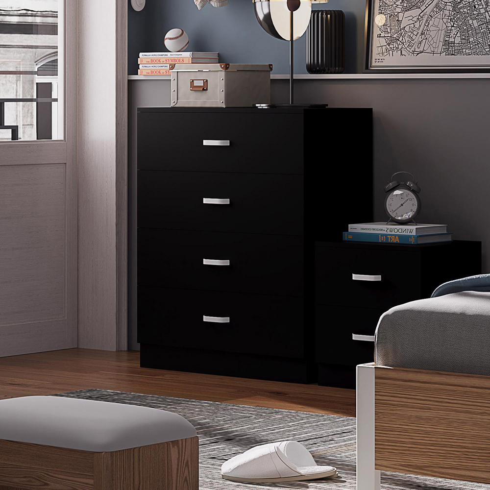 FWStyle Tunis 4 Drawer Matt Black Chest of Drawer Image 5