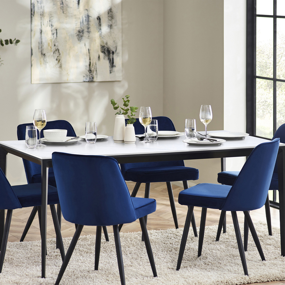 Julian Bowen Miami 6 Seater Rectangular Stone Top Dining Table White Marble Image 1