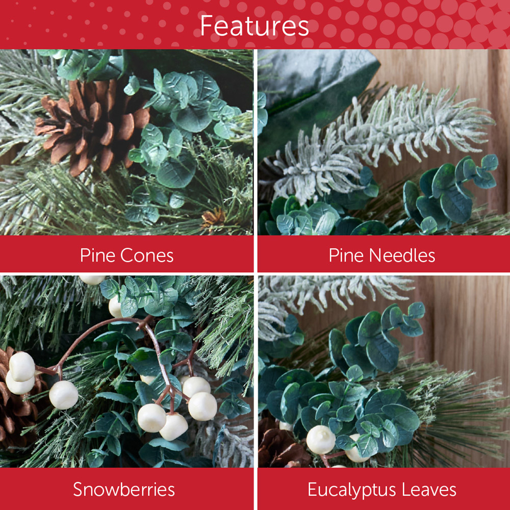 The Christmas Workshop Realistic Artificial Wreath with Snowberries and Pinecones 45cm Image 7