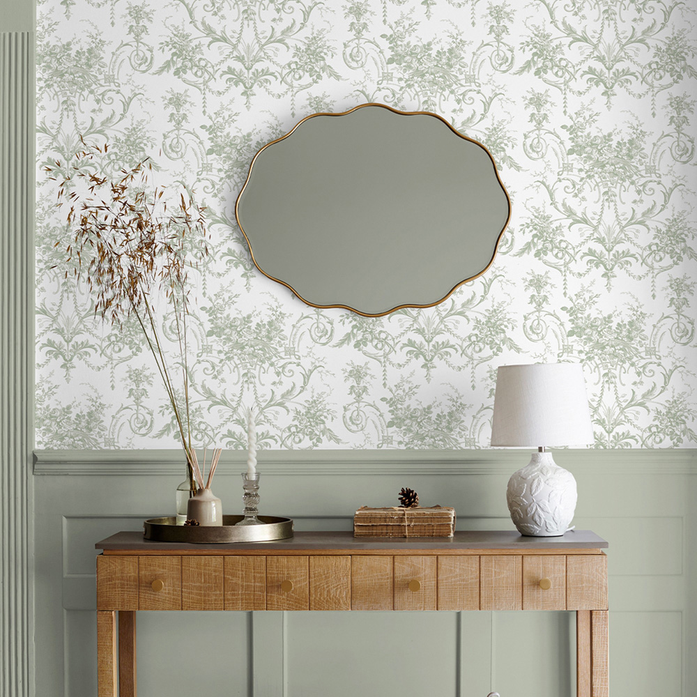 Laura Ashley Tuilieries Sage Green Wallpaper Image 3