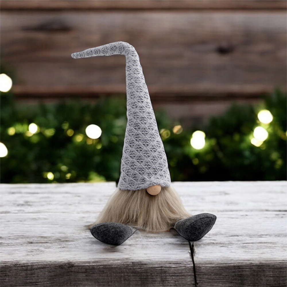 St Helens Grey Hat Fabric Santa Gonk Christmas Decoration Image 2