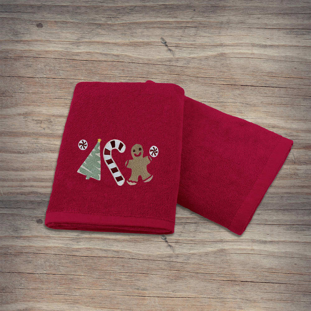 Noel Square Sweet Shop Red Hand Towel 2 Pack Image 5