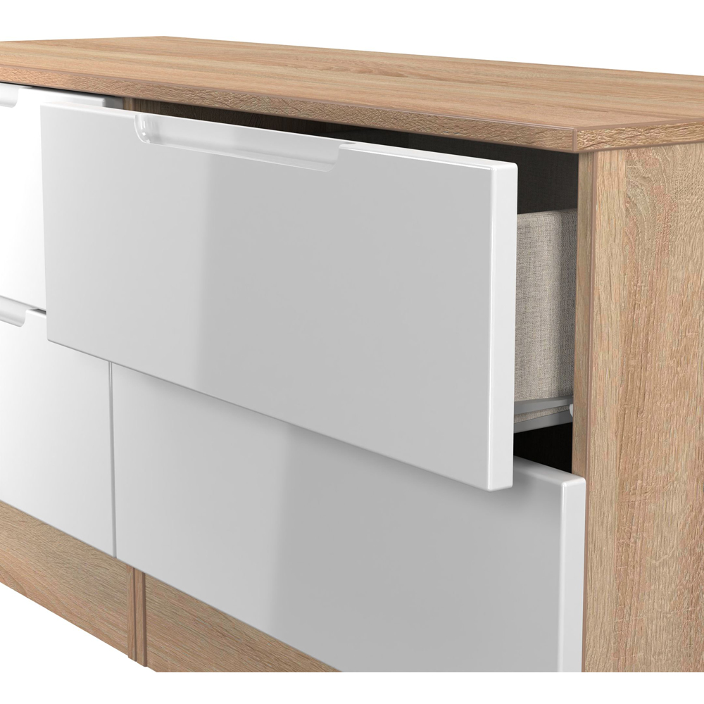 Crowndale Milan 4 Drawer White Gloss and Bardolino Oak Bed Box Ready Assembled Image 5