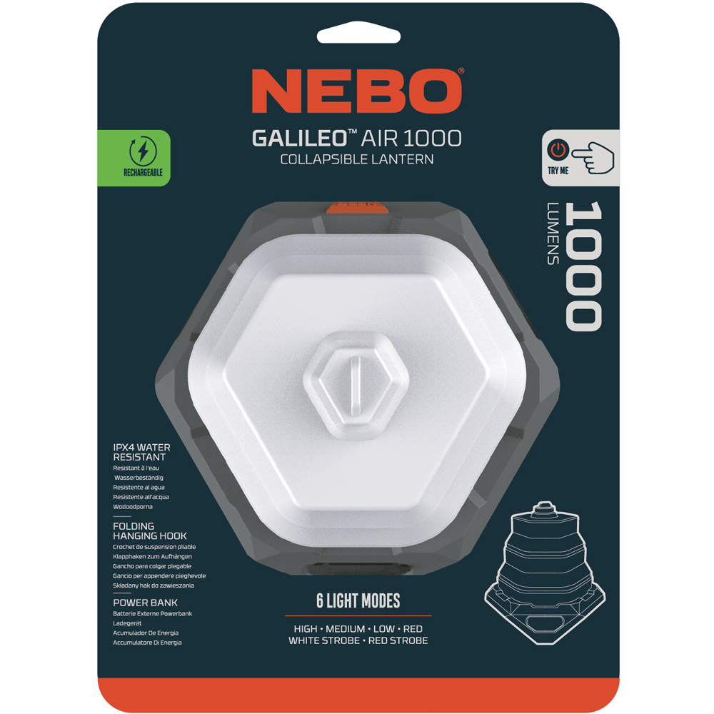 Nebo Galileo Air 1000 2-in-1 1000 Lumens Rechargeable Collapsible Lantern with Built-In Power Bank Image 2